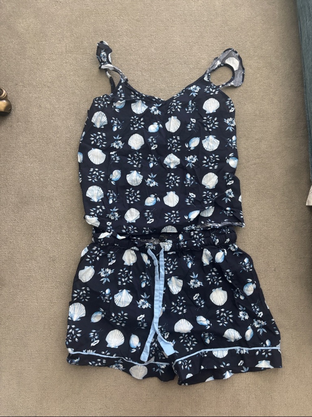 Ann Taylor Navy Shell-Print pajama set